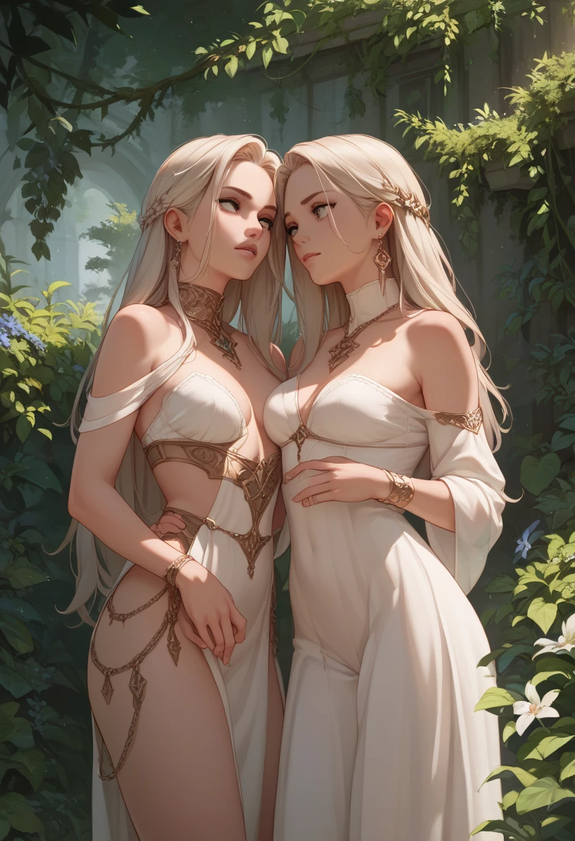 on the beach, many small full body, naked, naked woman lie on ground, small man riding white horse white looking back, white feather cloak, shield, bow, sword, female greek god, white hair, masculine, mature, naked, hairy torso, fantasy, intricate, elegant, highly detailed, digital painting, artstation, concept art, smooth, sharp focus, illustration, art by gaston bussiere and alphonse mucha, almost naked