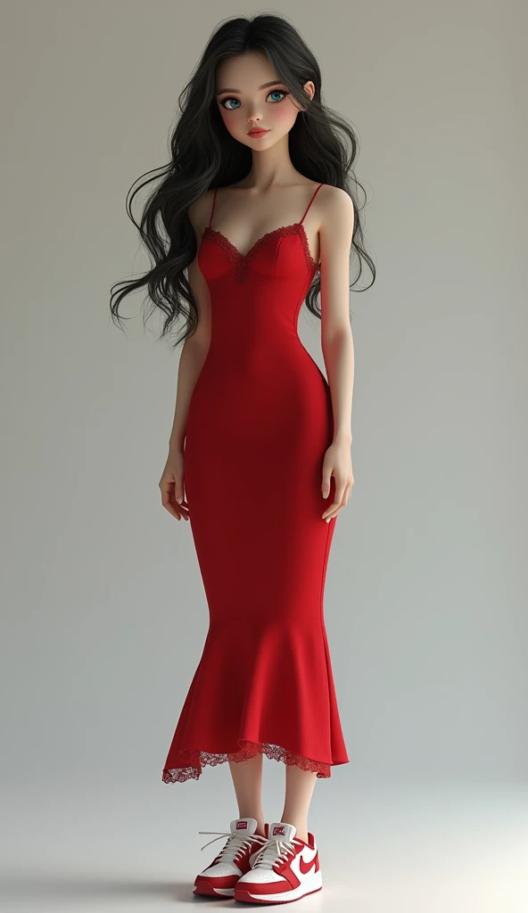 a close up of a woman in a red dress with a tia on her head, fan bingbing, girl wears a red dress, full body xianxia, li bingbing, in a red dress, grayscale phtoto with red dress, jia, wearing red dress, stunning elegant pose, red dress, jingna zhang, elegant red dress, glamorous pose