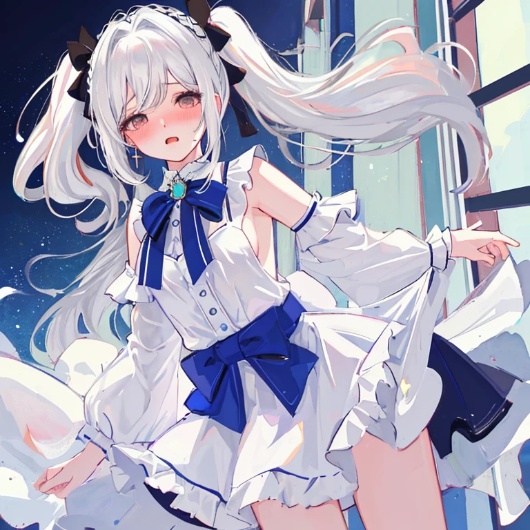 Masterpiece、Highest quality、highest quality、((((Transparency))))、(Open Mouth Smile)、Shiny hair quality、Small face、Dynamic pose、Super detailed, beautiful, wide eyes、Ultra-detailed, clear and beautiful faces、(cute illustration:1.2), High-resolution, ultra-detailed, best quality, embarrassed、Thighs
