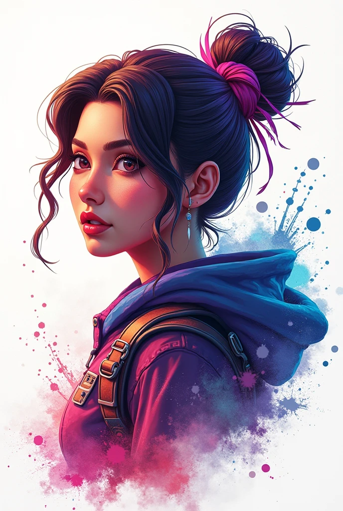 Splash art, Fortnite style, portrait poster, (whitebackground)), splash style of coloful paint, contour,hyperdetailed intricately detailed, unreal engine,fantastical, intricate detail, splash screen, complementary colors, fantasy concept art, 8k resolution, deviantartmasterpiece, oil painting, heavy strokes, paint dripping,splash arts ,wong-flux2