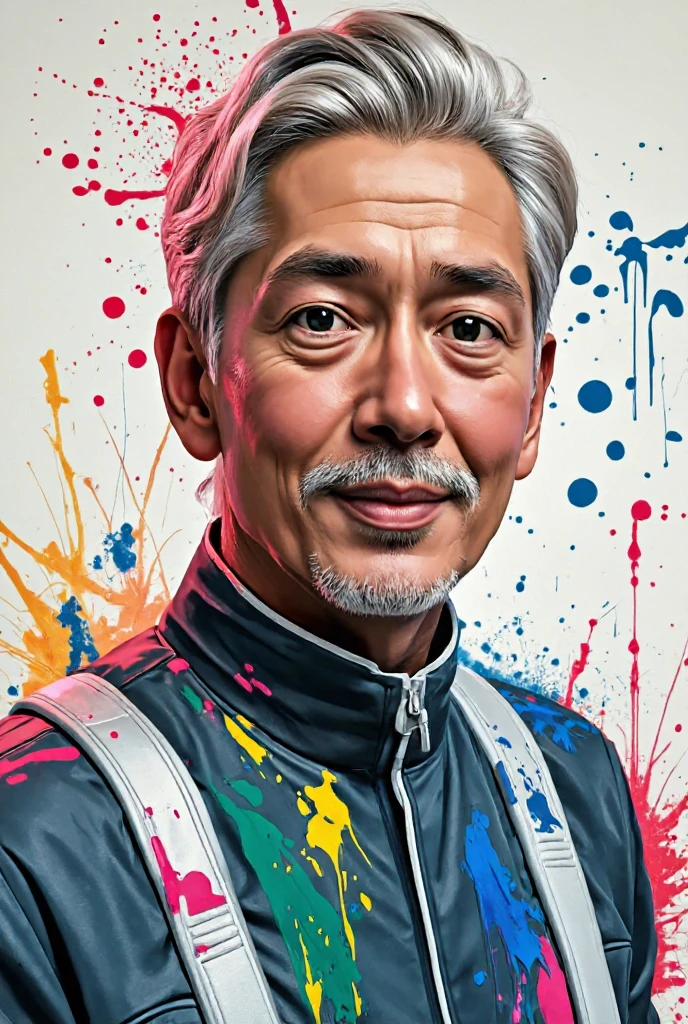 30 years old man,Splash art, Fortnite style, portrait poster, (whitebackground)), splash style of coloful paint, contour,hyperdetailed intricately detailed, unreal engine,fantastical, intricate detail, splash screen, complementary colors, fantasy concept art, 8k resolution, deviantartmasterpiece, oil painting, heavy strokes, paint dripping,splash arts ,wong-flux2