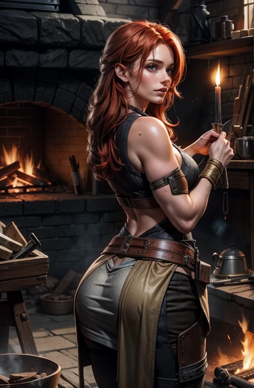 ((Jennifer Garner as Electra), ((very short red hair)), large breasts, ((tattoos covering body)), ((very defined muscles)), ((naked)), ((no clothing)), ((anus view)), ((butt hole visible)), ((butthole visible)), ((asshole visible)), ((ass hole visible)), ((anal view)), ((narrow waist)), ((thin waist)), ((small amount of pubic hair)), (Electra), ((camel toe)), ((cameltoe)), ((Tomb Raider style)), ((in a dark cavern city)), ((butt towards camera)), ((rear view))