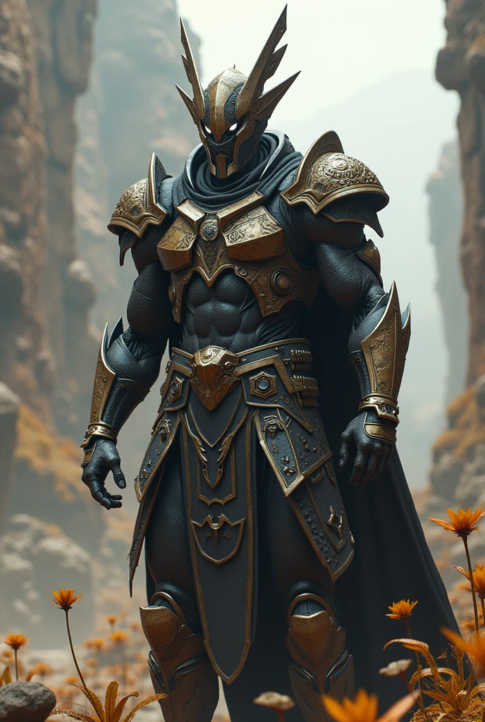 Warrior wearing black and gold