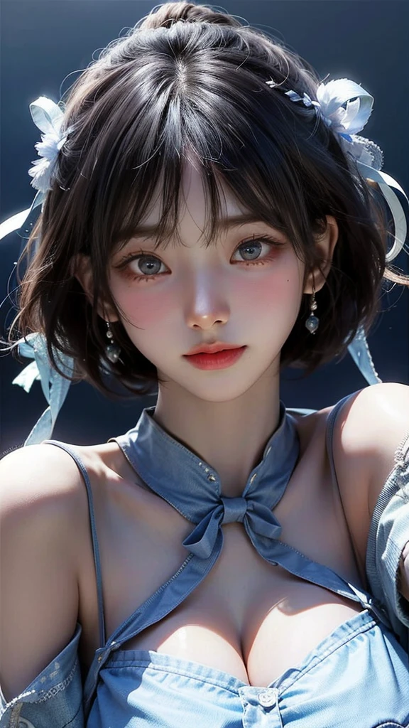 (masterpiece), ( top notch ), ( High Quality Details), (illustration), (1 woman),  look at the viewer and focus on the , (Interview),  beautiful and detailed eyes ,  delicate and beautiful face , Floating , (High saturation), (shining),  blue sky, Bright and beautiful face,  skin is young and radiant , 공정하고 shining, Best appearance , Very beautiful,  big eyes shine with clear sky blue light,  beautiful and amazing beautiful girl ,