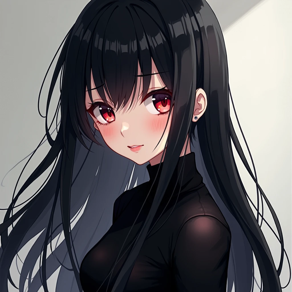 Optimal,masterpiece,High resolution,highest quality,Hyper HD,Very detailed,Award-winning,16k,alone,(Upper Body),Correct Anatomy,Beautiful Cyberpunk Girl,Upper Bodyの写真、Cute face,,Black Hair、Long Hair、Twin tails、Hairline,((Scarlet Eyes)),Long eyelashes,Drooping eyelids,White skin,((Shoot from the front:1.5)), ((Tight black t-shirt:1.5)), ((Clock Top:1.5))、See-through、Rocket , (Large Breasts),