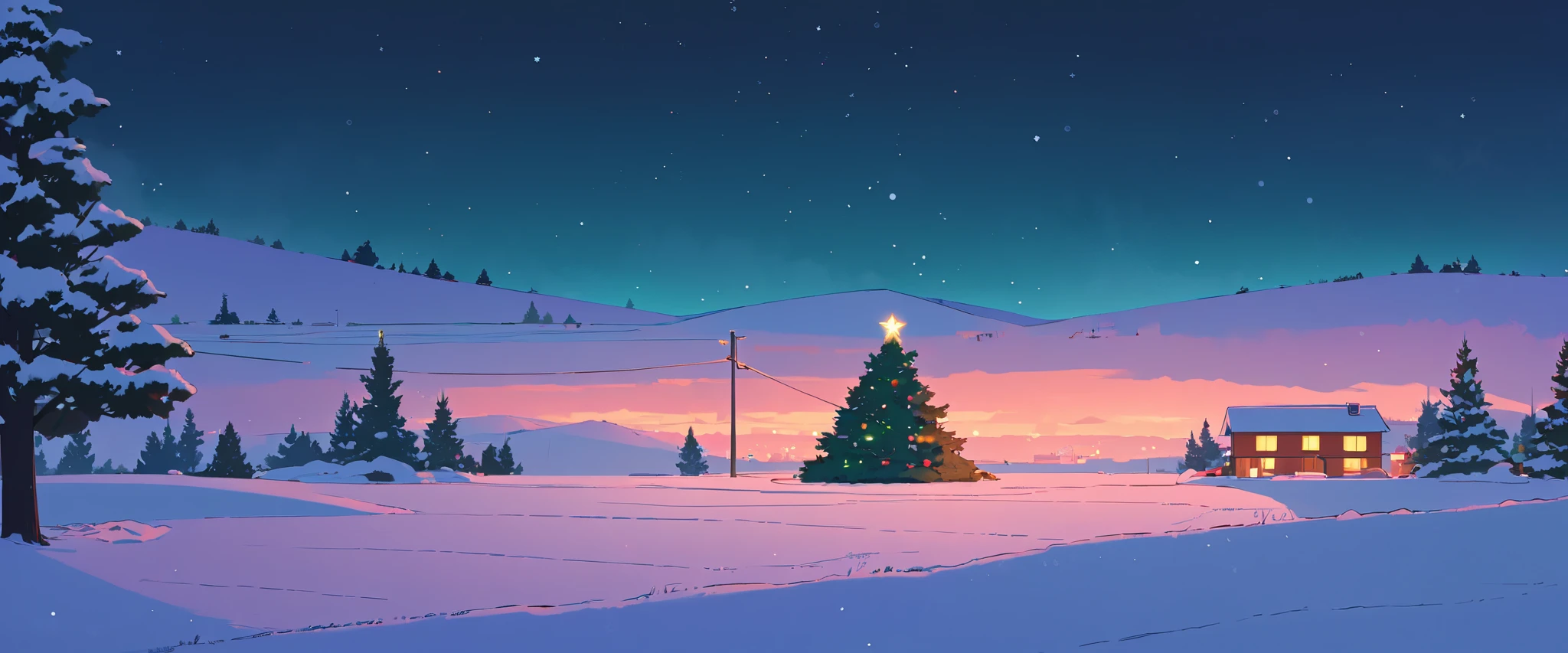 Christmas vibes ultrawide ,cozy ,lofi ,landscape