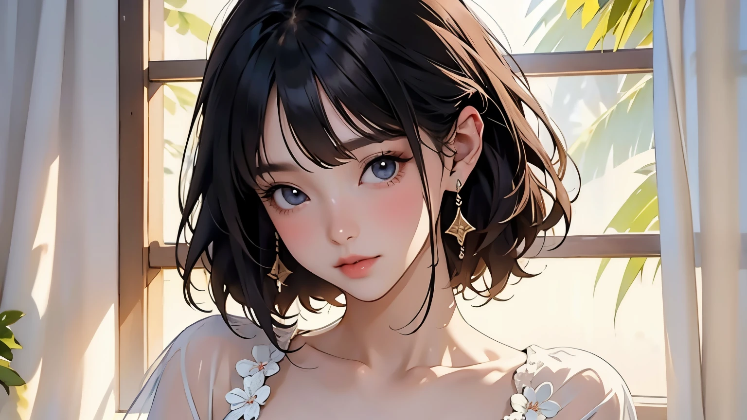 very beautiful sister , see-through ,beautiful and fair 、 growing skin, bright , A refreshing and gentle impression, perfect、 beautiful shiny bangs, small breasts,Lace Bikini,8k、wallpaper、 High Quality 、High image quality、masterpiece、
