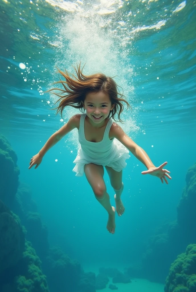 1 girl is swimming