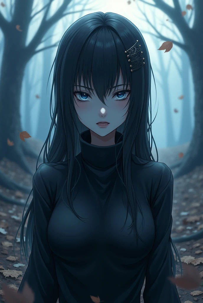 In the spotlight, The background is a dark and desolate landscape, Horror movie atmosphere. Emphasizing the dark and crazy elements. Skillfully expressing the effects of light and shadow, detailed, The face and expression of the black costume are also carefully drawn.....,(Tilt your head:1.2), ([sketch|watercolor \(Moderate\)]:1.15),Chaotic abstract background, Vector Trace, Gradient blending and whole body, Artistic elements add depth to the work. The overall atmosphere is creepy and nightmarish....., With a unique artistic touch. This movie is、The dark and crazy world of horror movies depicted in HD., Evoke visual stimuli and aesthetic sense