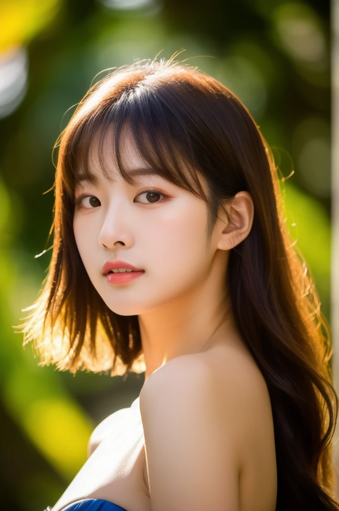 , Blown by the long wind [blue-black:.3] hair,Looking at Viewer, (masutepiece:1.3), (8K, Photorealistic, Raw photo, Best Quality: 1.4), Japanese, (1girl in), Beautiful face, (Realistic face), (Black hair, Short hair:1.3), Beautiful hairstyle, Realistic eyes, Beautiful detailed eyes, (Realistic skin), Beautiful skin, Attractive, 超A high resolution, A hyper-realistic, Highly detailed, Golden ratio,,((Colorful micro bikini)) 、韓国アイドル、hposing Gravure Idol、女優、25-years old、tall、(huge-breasted, cleavage:1.3),