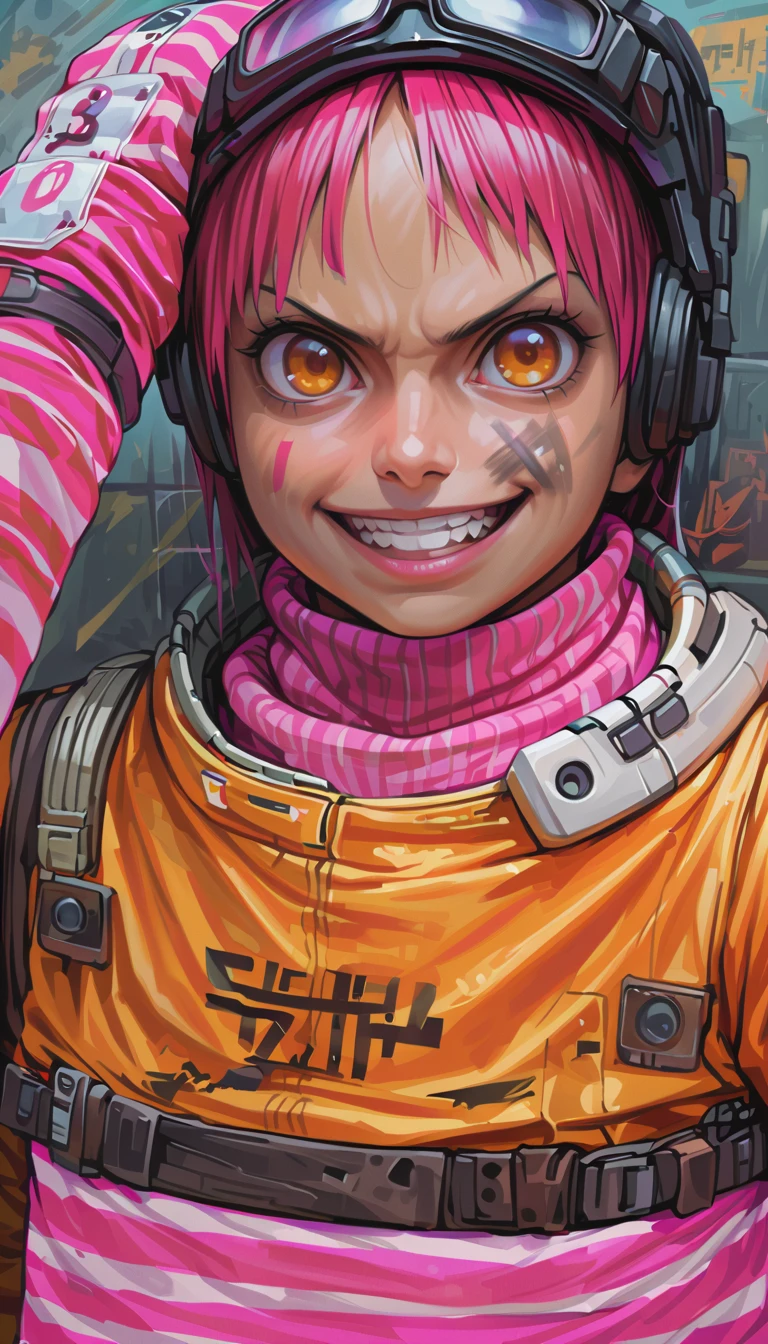 score_9, score_8_up, score_7_up, score_6_up, score_5_up, score_4_up,Cyberpunk Ignition, Satellite Style, Mistake Girl, Pink Striped Knee Socks, Attractive Body, 26 Year Old Girl, Mischievous Smile, Rice Shower, Sleepwalker, Approaching the Viewer, Stylish Transparent Glass Goggles, ((Smudged Orange High Cut One Piece)),
(High Definition),(Masterpiece), (Realistic), (Attention to Detail), (Sharp Focus),(Top Quality), (Detailed Skin), (Exquisite Detail), (8k),