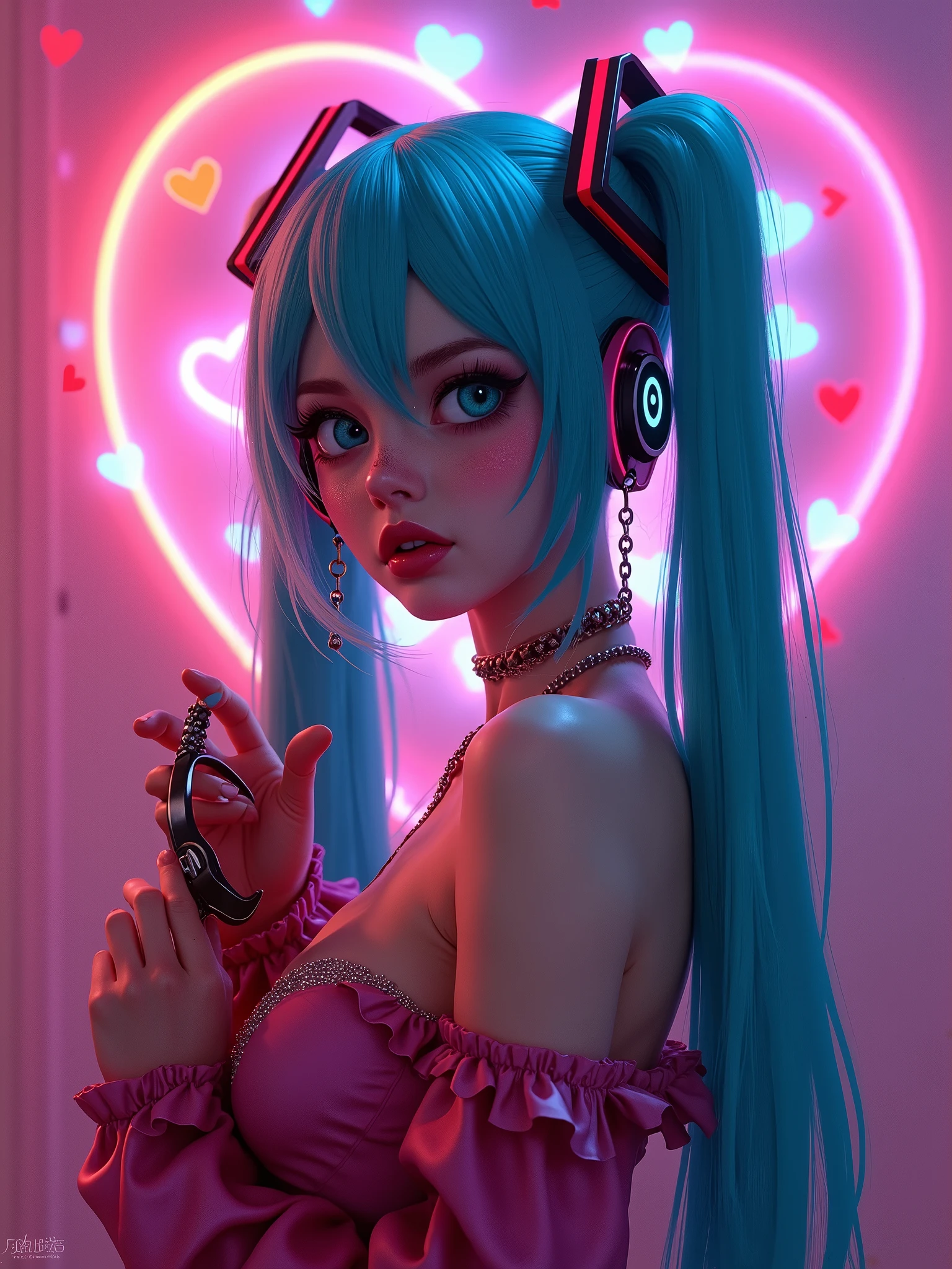 unreal engine:1.4,UHD,Best quality:1.4,Photorealistic:1.4,Skin texture:1.4, Create an extraordinary 8K masterpiece with the facial portrait of an 18-year-old anime girl. She possesses striking blue eyes and long, two-tone light lavender purple hair. Her overall appearance exudes a gamer girl aesthetic, and is dressed in a stylish blue outfit. Place the character inside a room bathed entirely in bright purple neon lights, creating a cyberpunk inspired environment. The entire room should be illuminated with neon purple light, No visible room details except for the vibrant glow. This setting creates a blurred background effect that enhances the overall environment. The character's makeup should be meticulously crafted, with impeccable red lipstick, lashes, and ultra-detailed eyes. Pay special attention to the ultra-detailed face, lips, and the unique hair intakes that make it distinctive. Her very long hair should be a prominent feature in this portrait.............., Enhanced by cinematic lighting to accentuate its eye-catching features. Add a touch of mystique to the artwork by including an ancient scroll with the words 'ME♡XO' written on it, Held or prominently displayed within the composition. This scroll should be a key element of the portrait. The character's eyes should emit a captivating blue glow, aligning perfectly with the gamer theme. The final result should be a true masterpiece, emphasizing amazing details in this 8K facial portrait. It must capture the essence of a unique and stern anime player girl while focusing solely on her face .............., with the entire room illuminated by neon purple light. (Mars Planet Laboratory:1.4) 8k, 。..............................................3D, realistic, Ultra Micro Photography, of the highest quality, Super detail CG Unity 8k, Perfect face