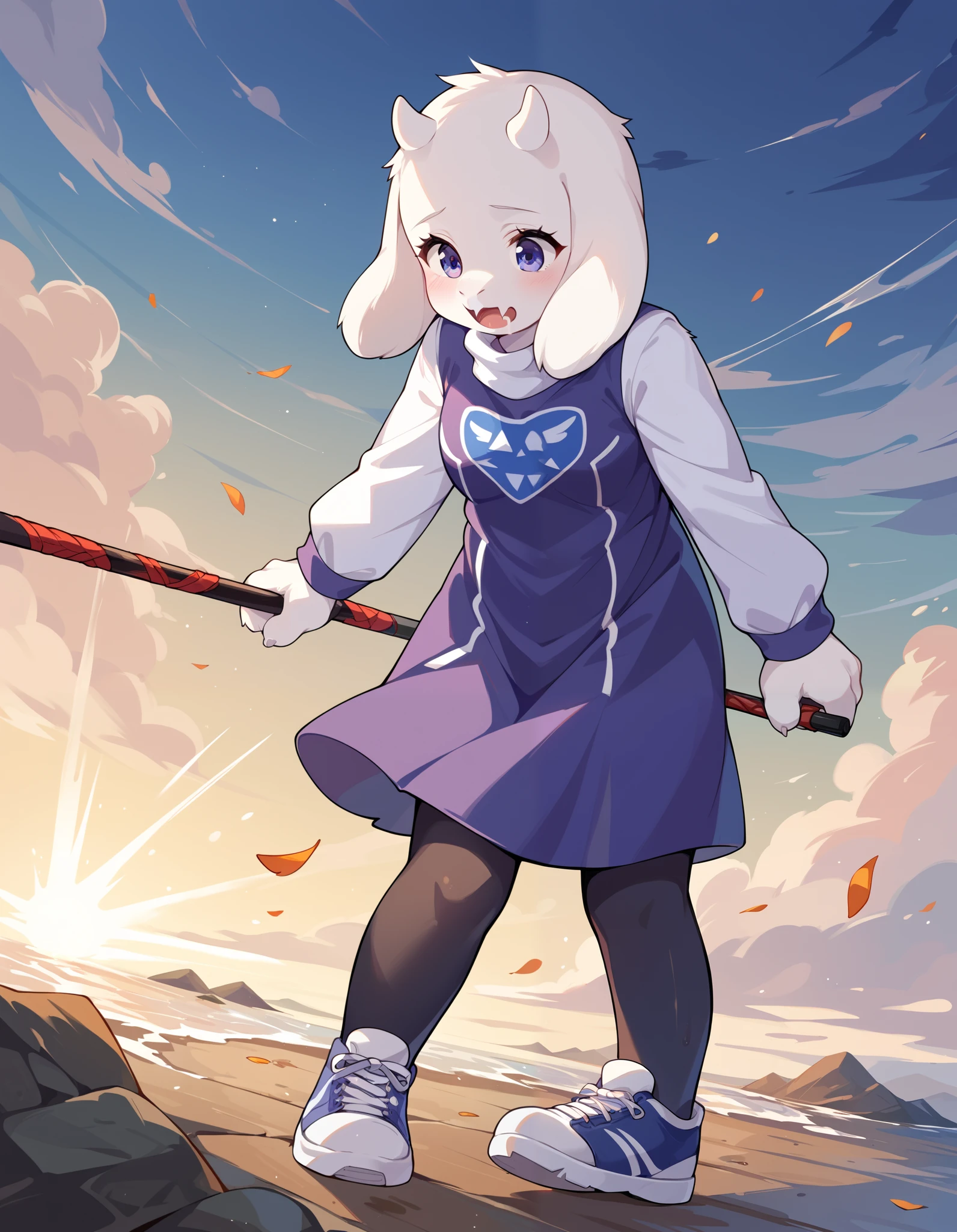 score_9,score_8_up,score_7_up, source_furry,, furry, fur whiter, 2D, BREAK, 1girl, solo, Toriel, young