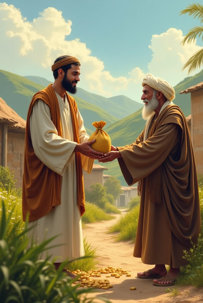Miraculously, the next day the village chief called Ahmed and gave him some money saying that he appreciated his hard work and wanted him to get his children treated. Ahmed was amazed and realized that the old man's cloth was truly miraculous.