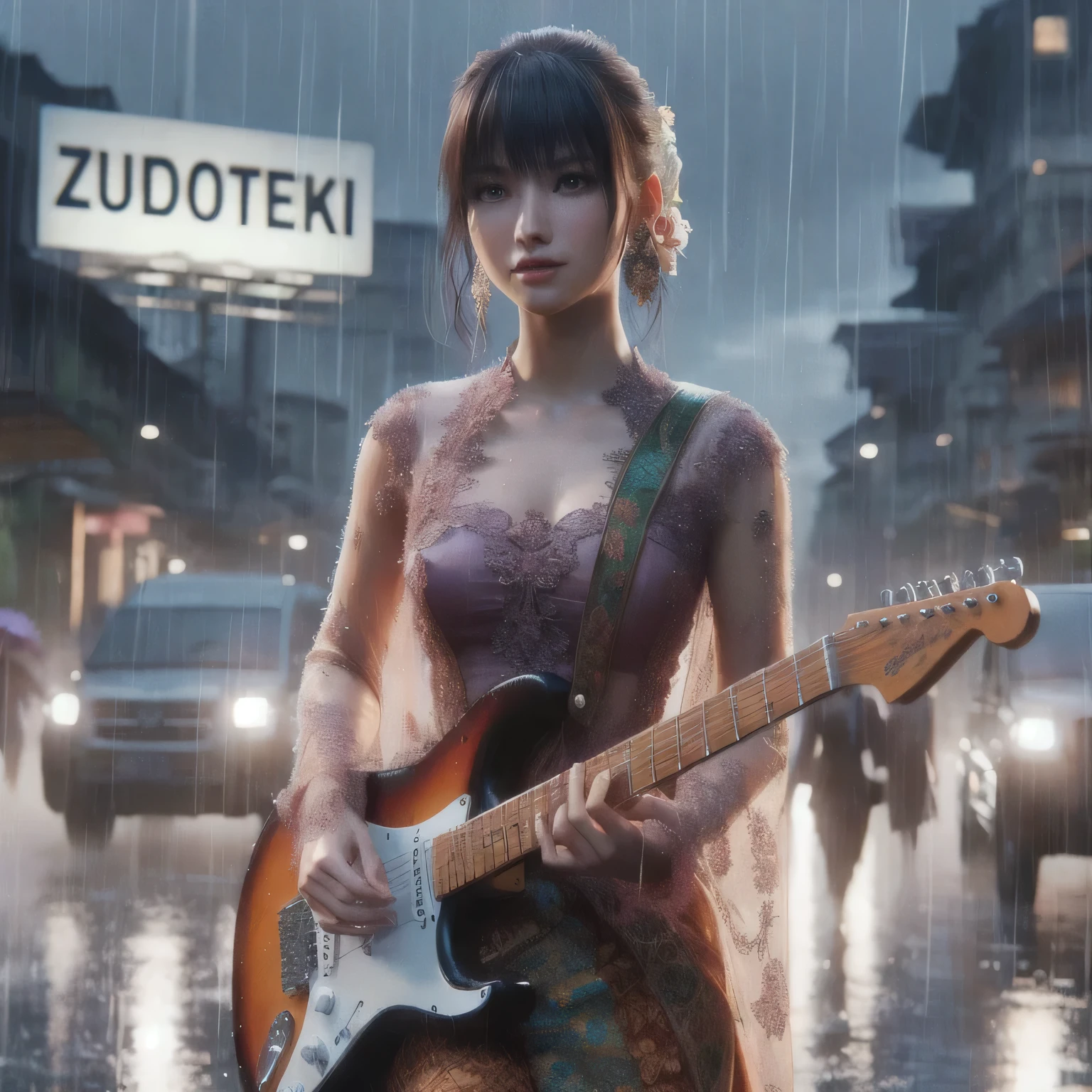 medium shot of kasumi, brown hair, ponytail, blue clothes, obi, pelvic curtain, solo, side lighting, shallow sharp depth of field,(highly detailed),photorealistic, (Masterpiece), (HDR), (8k wallpaper)
