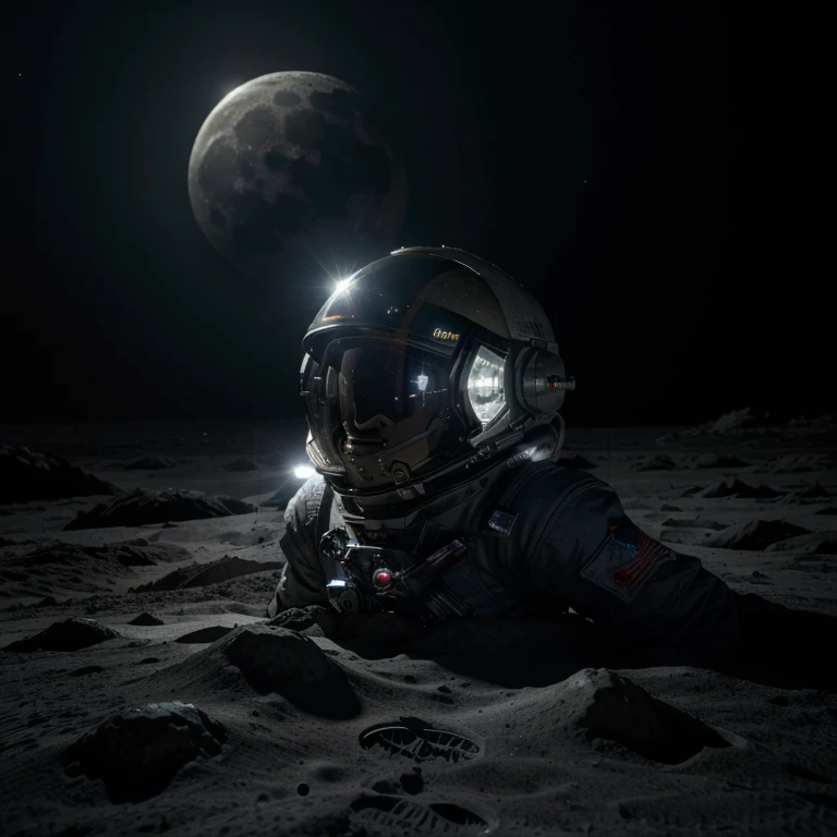 (8k), (best quality), (masterpiece:1.3), (realistic), (photorealistic:1.36), ultra-detailed, (RAW Photo), (Moon Base), (Astronaut), cinematic lighting, dramatic shadows, high contrast, glowing lights, rocky terrain, lunar surface, futuristic technology, advanced spacecraft, space suit, helmet, zero gravity, vast expanse of space, stars in the background