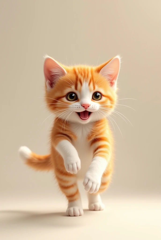 Realistic images of Darcy cat different poses, orange and white cat