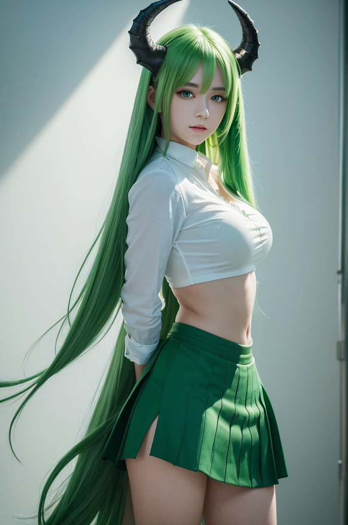 sailor pluto, 1 girl, dark green hair, long hair, brown eyes, detailed eyes, simple background, female focus, alone, Standing, Setsuna Meio, portrait, full body, (Masterpiece:1.0), (best quality:1.0 ), (wallpaper 8k:1.0), (detailed beautiful face:1.0), (detailed deep eyes), deep eyes, looking at viewer, sailor scout, brown bow on chest, brown skirt, white gloves,