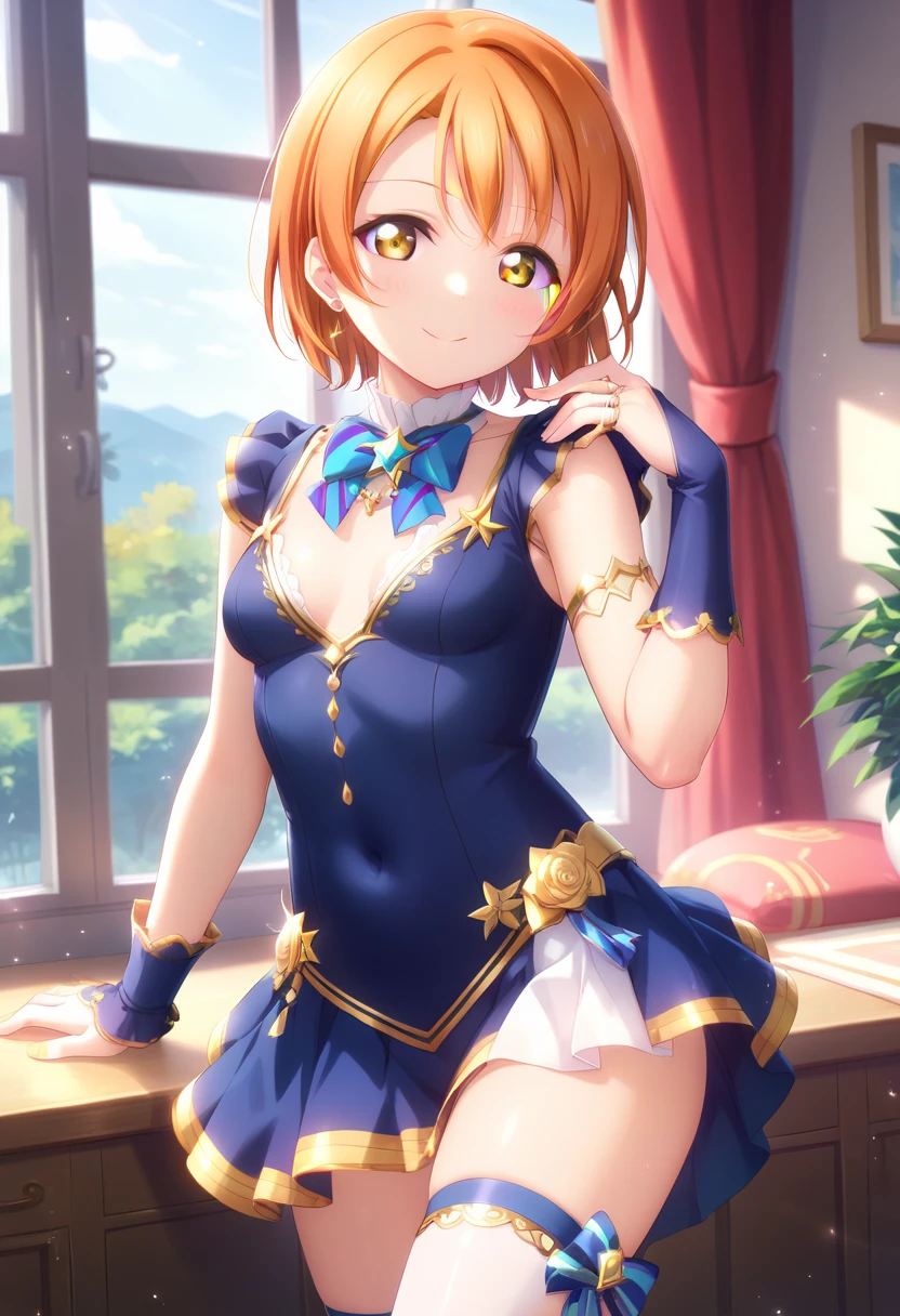 Delicate Composition, hyper detailed, best quality, blurry foreground, dynamic view, 1 girl, (seductive smile:0.6), solo, large breasts, hair in takes, beautiful detailed garden, fluttered detailed petal, grow, bunny ears, detached collar, strapless leotard, wrist cuffs, fishnet tights, kinomoto sakura, standing, (looking back at viewer