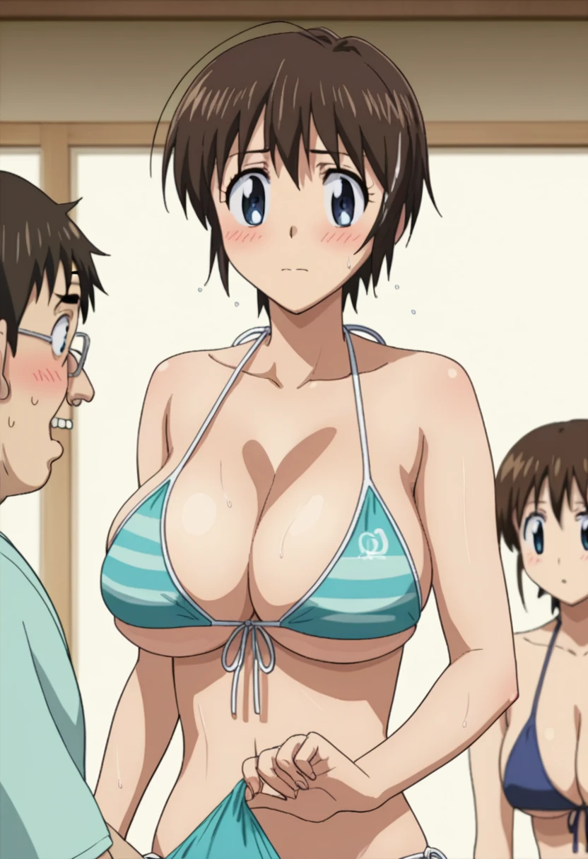 Shimizu_Kaoru 清水 Kaoru Major S5 OVA
Clip Skip: 2

default: 1 girl,Shimizu_Kaoru, Shorthair, brown hair, blue eyes, Big Breasts

メジャー ,  but 、 images of opening bikini cleavage with both hands are much harder to find than you might think.

Big Breasts 　Beach　bikini　Displeased　blush　　　　nsfw.
　 wet .　 middle-aged fat old man:(Harassment、Look at the chest、)　 middle-aged fat old man:(bikiniをつかむ、bikini引っ張り、bikini持ち上げ、bikiniずらし、bikinipull、bikiniを脱がす、Underboob、bikiniリフトされる、bikiniが大きく上昇する)　Rear View　 middle-aged fat old manに囲まれた