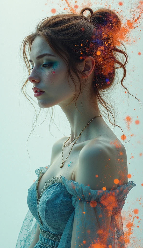 (Cinematic Frame: Realistic, Fine Drawing, Lots of Details)

(((ultra realistic))) Photo, masterpiece, top quality, (pale skin), (Ultra detailed face and eyes), 1 girl, Adult, In this cinematic frame, we are presented with a ((fiendishly evil Harlequin Girl:1.2)), (her form emerging mysteriously from the clouds of smoke:1.2). The scene takes on a surreal and captivating beauty as she stands amidst the ethereal landscape, her figure adorned with delicate sensual bodycon dress. These garments boast an astonishing transparency, creating a mesmerizing effect as they reveal just a hint of her form beneath.(Natural breasts). (Soft Lighting), (The play of light and shadows), depth of field, bokeh, (special attention to skin detail: 1.2), Detailed leather texture, detailed skin pores. (Erotic atmosphere of the frame. Color range - Teal, ox blood red, lime green and Grape purple tones), UDR, ((Film grain)), ((rays)), (Glare), ((full body portrait:1.2)) , ultra detailed. random00d

The composition of this artwork is truly remarkable, (fine lines and delicate pastel tones reminiscent of a watercolor painting:1.1). Every intricate detail is painstakingly captured, showcasing the artist's mastery in creating a hyperdetailed and realistic portrayal. EdobHorrorLandscape