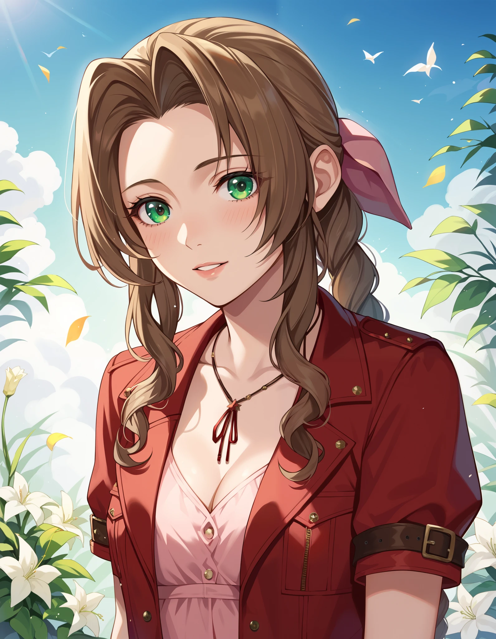 score_9, score_8_up, score_7_up, masterpiece, source_anime, BREAK, 1girl, aerith_gainsborough, final_fantasy, 1girl, brown_hair, green_eyes