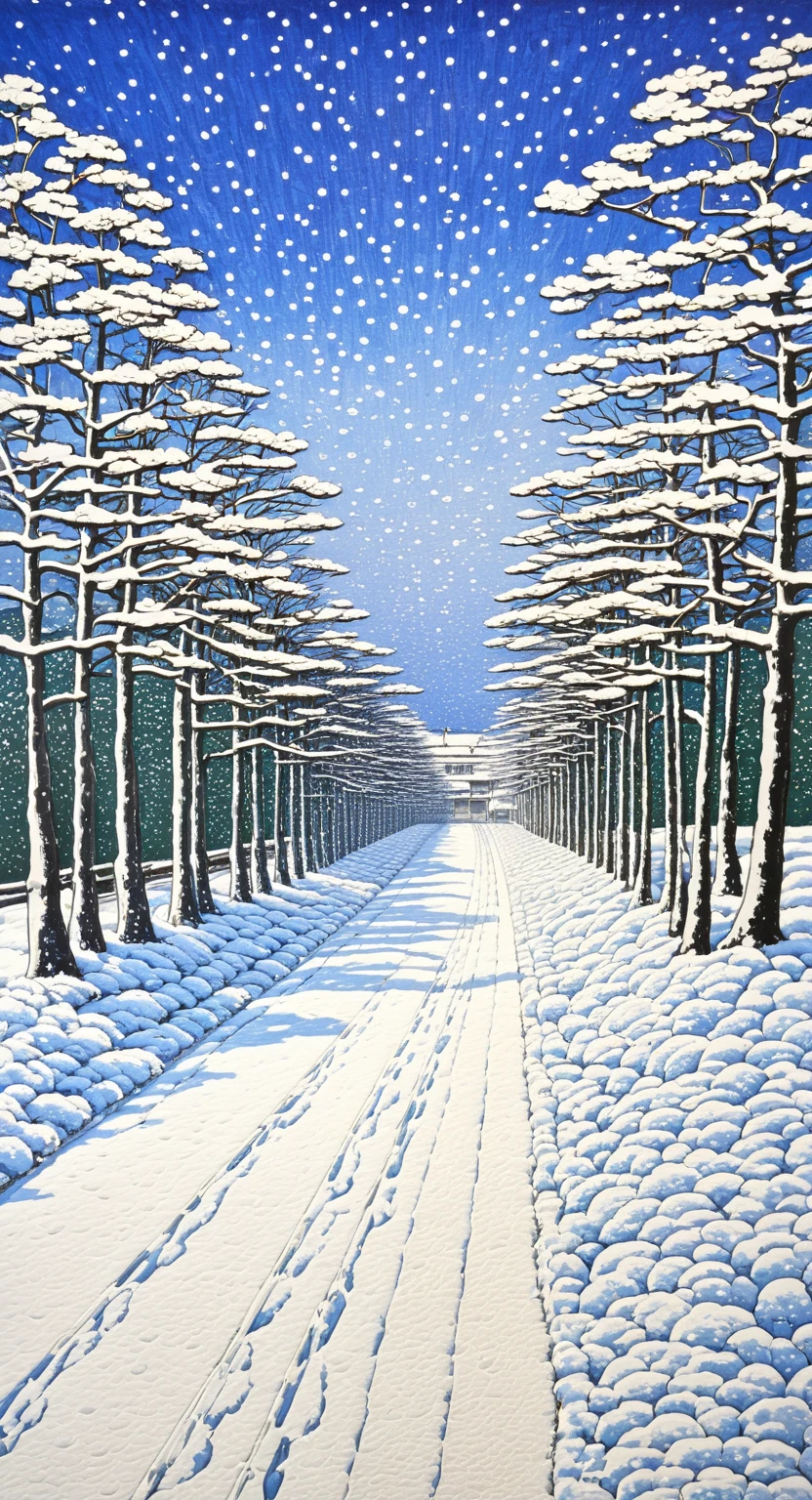 Painting resemblin Kawase Hasui snow painting 