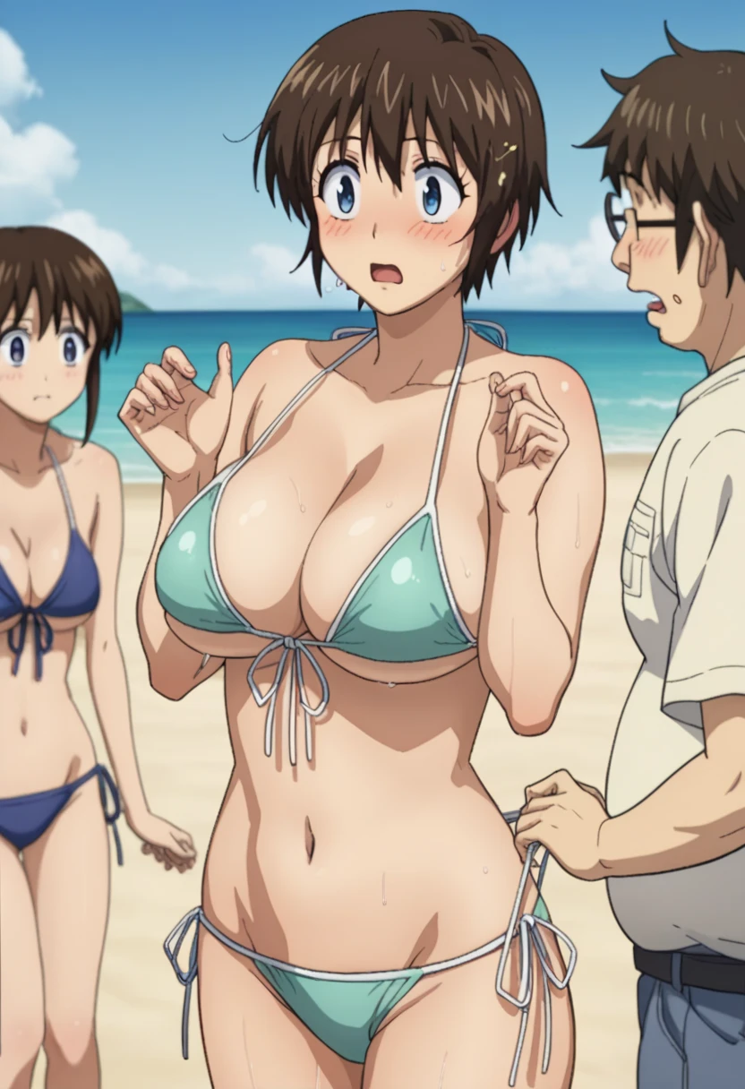 Shimizu_Kaoru 清水 Kaoru Major S5 OVA
Clip Skip: 2

default: 1 girl,Shimizu_Kaoru, Shorthair, brown hair, blue eyes, Big Breasts

メジャー ,  but 、 images of opening bikini cleavage with both hands are much harder to find than you might think.

Big Breasts 　Beach　Inside the Beach House 、bikini　Displeased　blush　Surprised　　　nsfw.
　 wet .　 middle-aged fat old man:(Harassment、Look at the chest、)　 middle-aged fat old manが彼女のbikini上:(bikiniをつかむ、bikini引っ張り、bikini持ち上げ、bikiniずらし、bikinipull、bikiniを脱がす、Underboob、bikiniリフトされる、bikiniが大きく上昇する)　