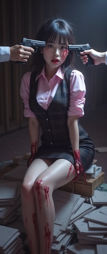 Highest quality, masterpiece, look up, cute,(Horror),(((少女の美しいzombie))),(zombie),(This girl is dead),Trying to bite,(((Bleeding,Injured))),(((Shedding tears of blood))),((口からBleeding)),((Covered in blood)),(A body covered in wounds),((zombieに身体中を噛みつかれた)),((Sexy)),(sexy),((Large Breasts)),(Baby Face),(Middle school students),(((Masturbation))),((semen)),Beautiful Style,(((Lower body exposed))),((Pale skin)),(Sensual look),Sexy表情,Expressions of delight,Crazy Smile,((Ahegao)),(Dark atmosphere),(Dark atmosphere,fear),((Dim lighting))
