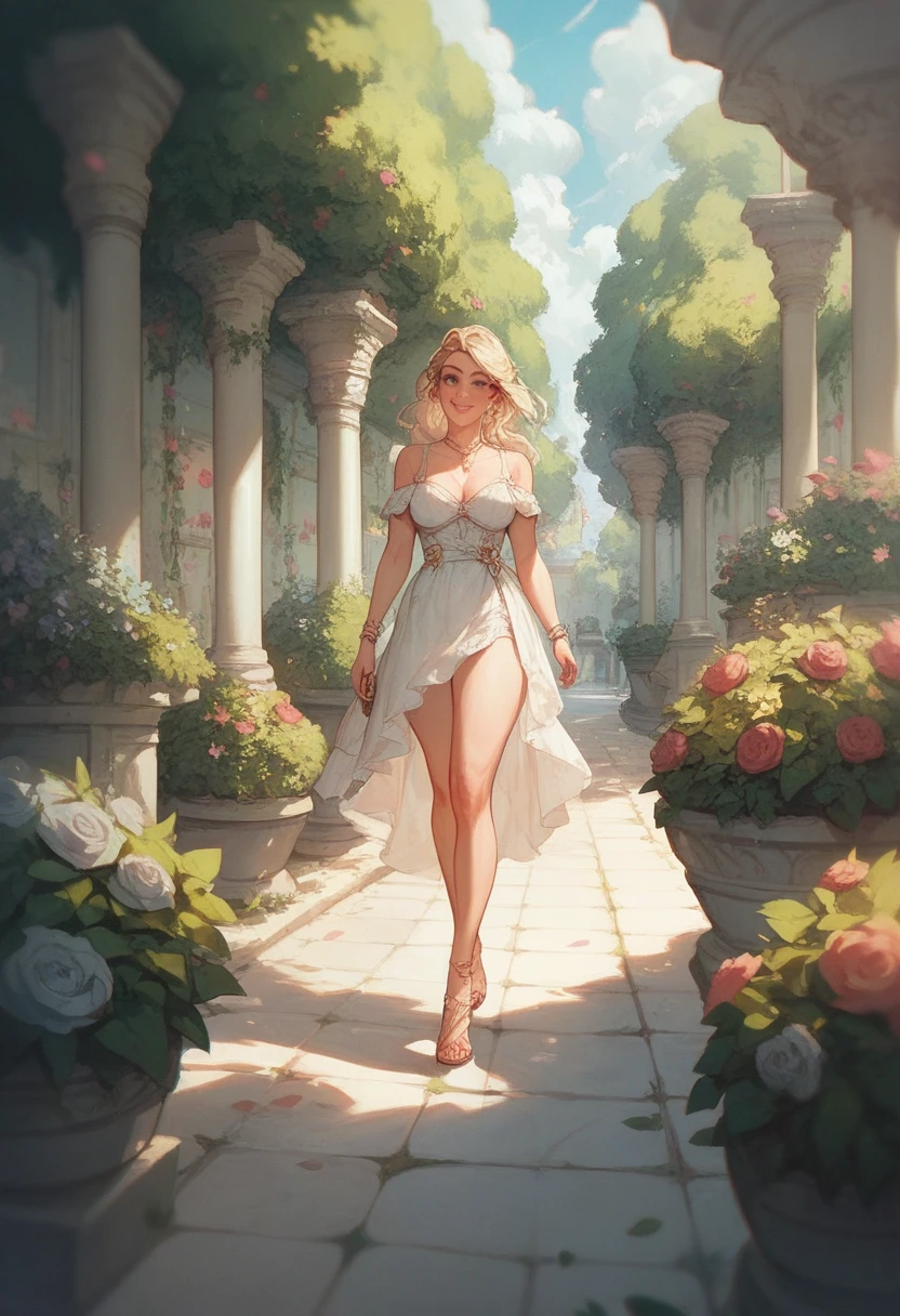 1girl, naked girl walking in multitude