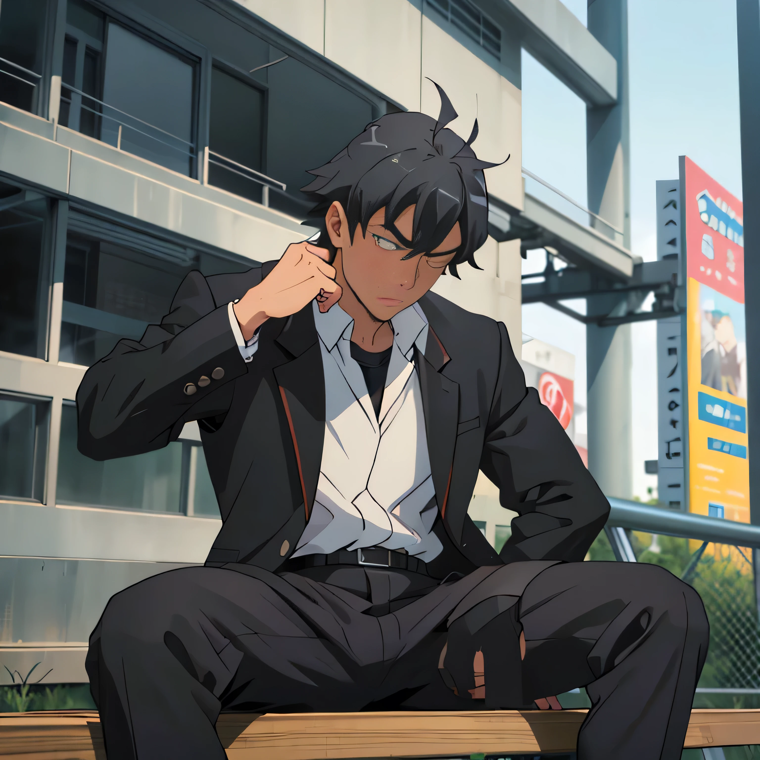 Age 30,father, Simple Black Single Suit ,  lying on the ground  ,Spread your legs wider,black belt,Black socks,Black leather shoes,logic, Gay , black hair, Shorthair, thick eyebrows,Stubble, Lightly Set Your Hair with Wax , Hachiman Hachiman,Masculine,salaryman,Mob characters,Bad Actor , The crotch part of the pants is bulging, Erotic 3D Finish , Open your mouth wide and scream,、Gunfight
