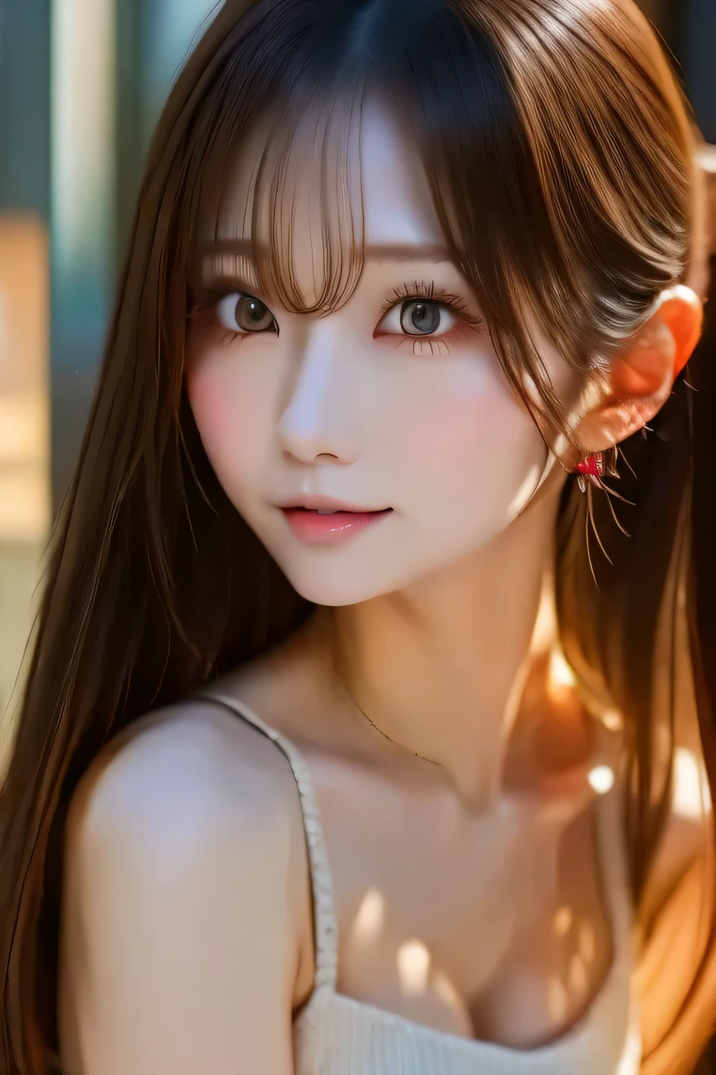 Using anime style、Nakamura Aya is a  ., Attractive and exotic looking . She has long, golden hair that flows gently down to her waist, It stands out against her white skin. His eyes are red., Like a shining ruby, Have a mysterious look.  