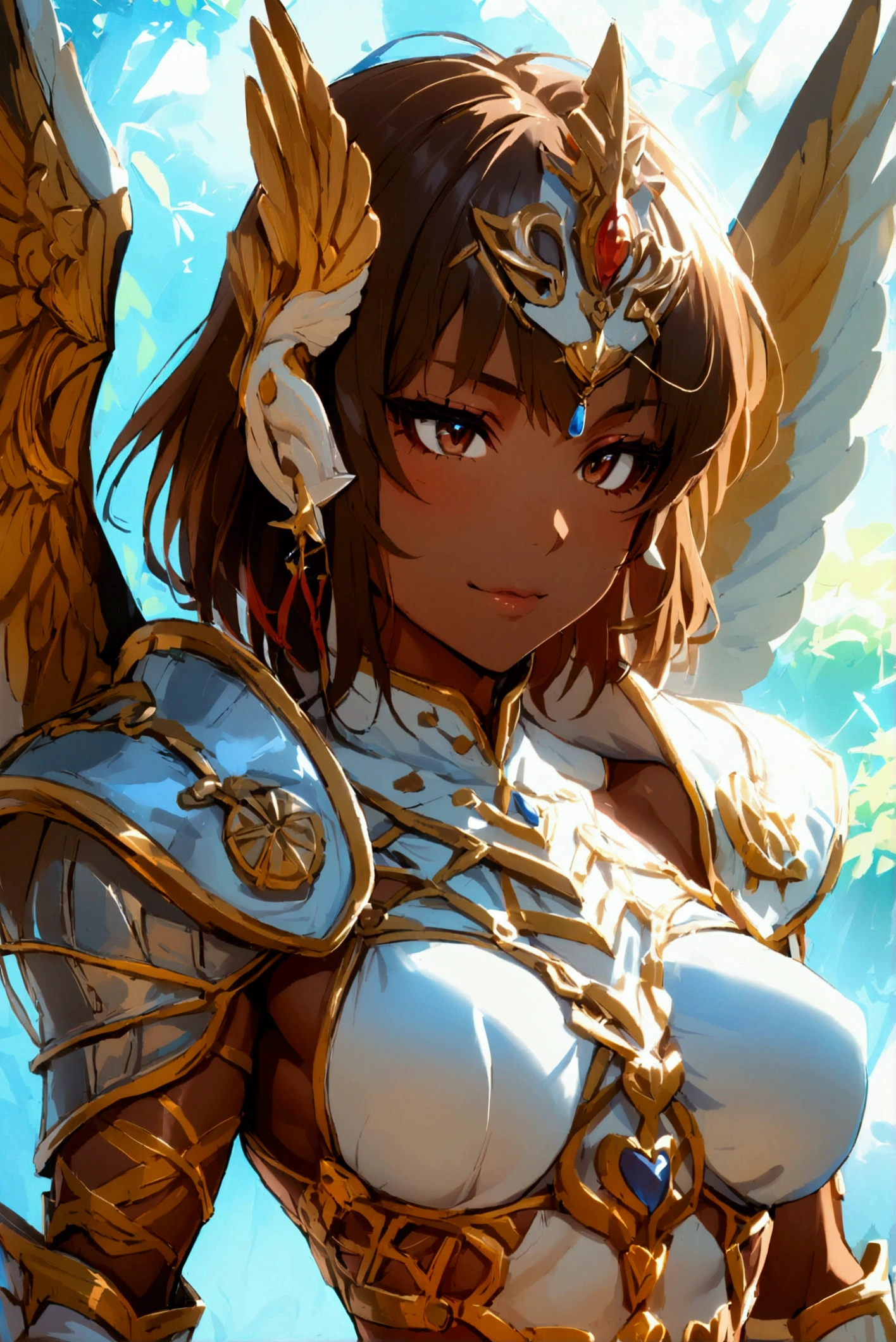  1 girl,   glossy brown skin, small breasts, Valkyrie , abs,細い足