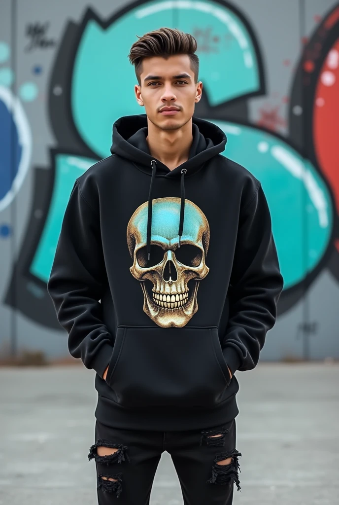 make a simple clothing logo the name of the brand is "Rich Gang" and put a dollar bill with a skull as a face