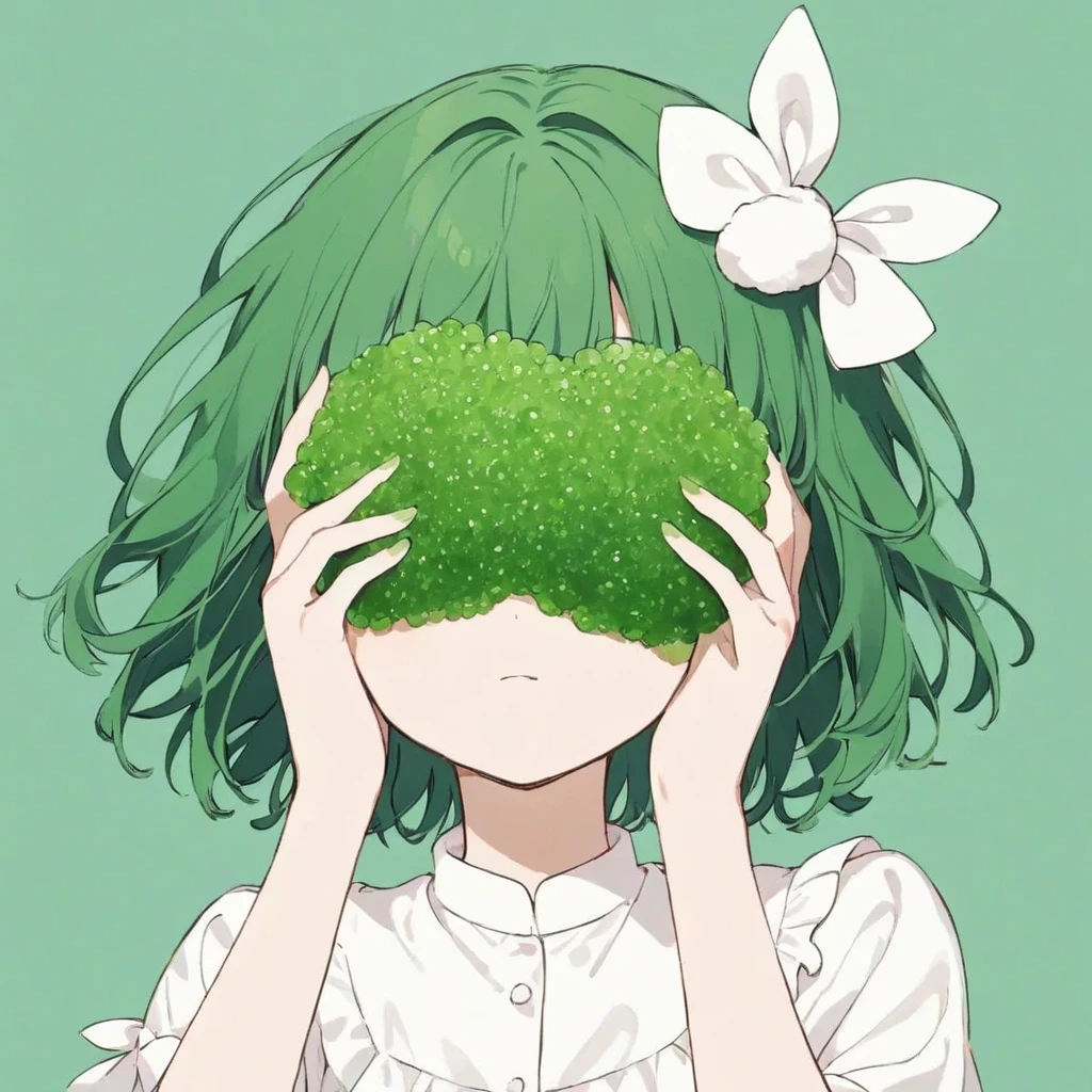 cute girl with hair covering her eyes',Chlorella_mob