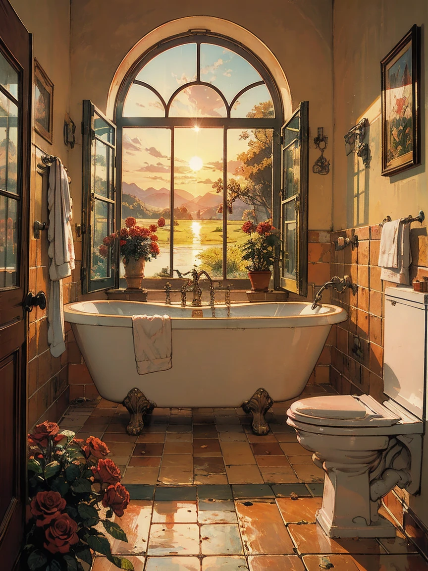  good morning,  queen , Brazil,  Italy, Bathroom, clean,  Window , Red rose wave,  sunrise, Breathtaking landscapes  