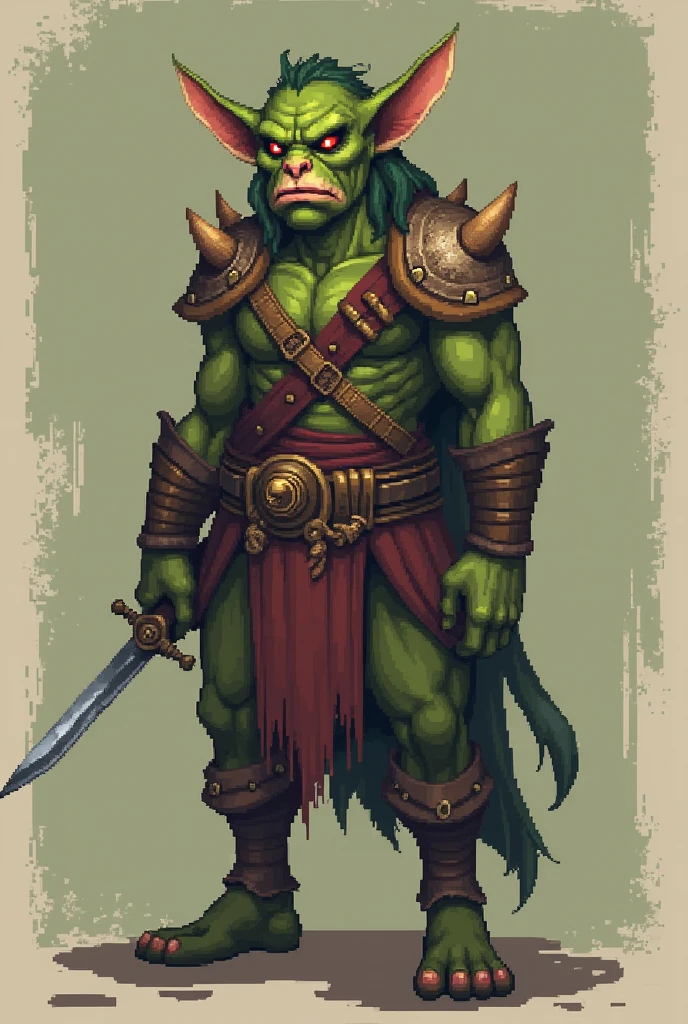 Personagem, rpg, Goblin, guerreiro, fur gibbon, cicatriz na boca, graves, solo,