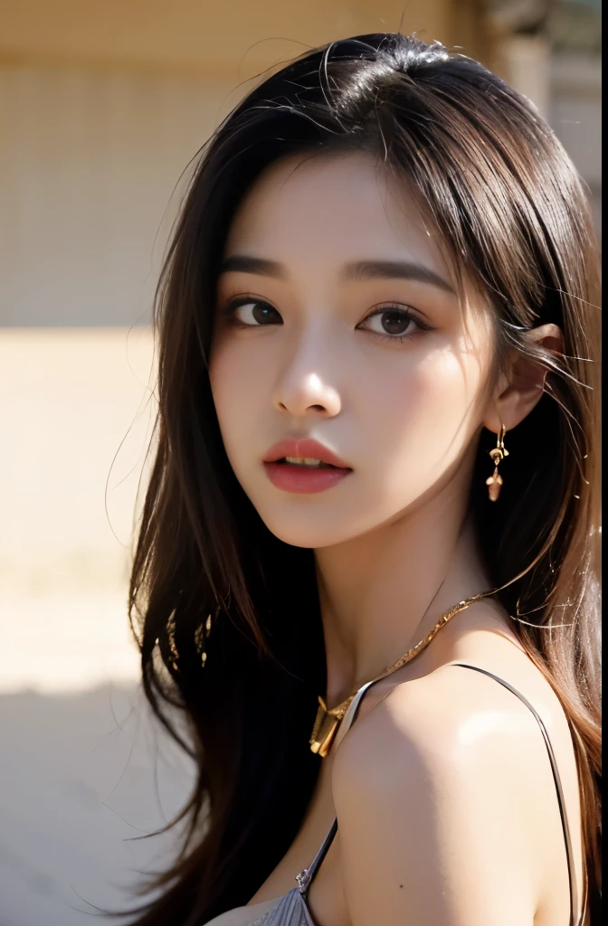 (masterpiece:1.3), (8 thousand, realistic, RAW photos, best quality: 1.4), (1 woman),(very sexy), (Beautiful makeover), (((유난히 아름다운 realistic 얼굴))), (((Create a slim and beautiful body))), (long eyelashes),  (double eyelid), (Brown hair, parted, long hair:1.3), (아름다운 parted스타일), (Realistic and truly beautiful and delicate eyes), (((beautiful and big breasts))), (realistic and beautiful skin), (absurd), (attractive), (ultra high resolution), (extremely realistic), (very detailed), (golden ratio),   (necklace),  (earring), (So beautiful and sexy), (((beautiful eyes))), (((high nose))), (((small nostrils))), (((beautiful mouth))), (((beautiful mouth술)))