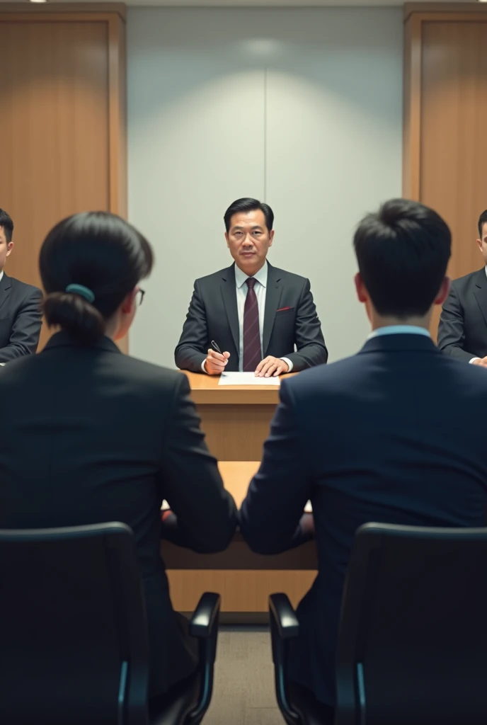 Absurd resolution, high resolution, (masterpiece: 1.4), super detail, oversized conference room, screen, a group of men in suits, very shocked and surprised expressions