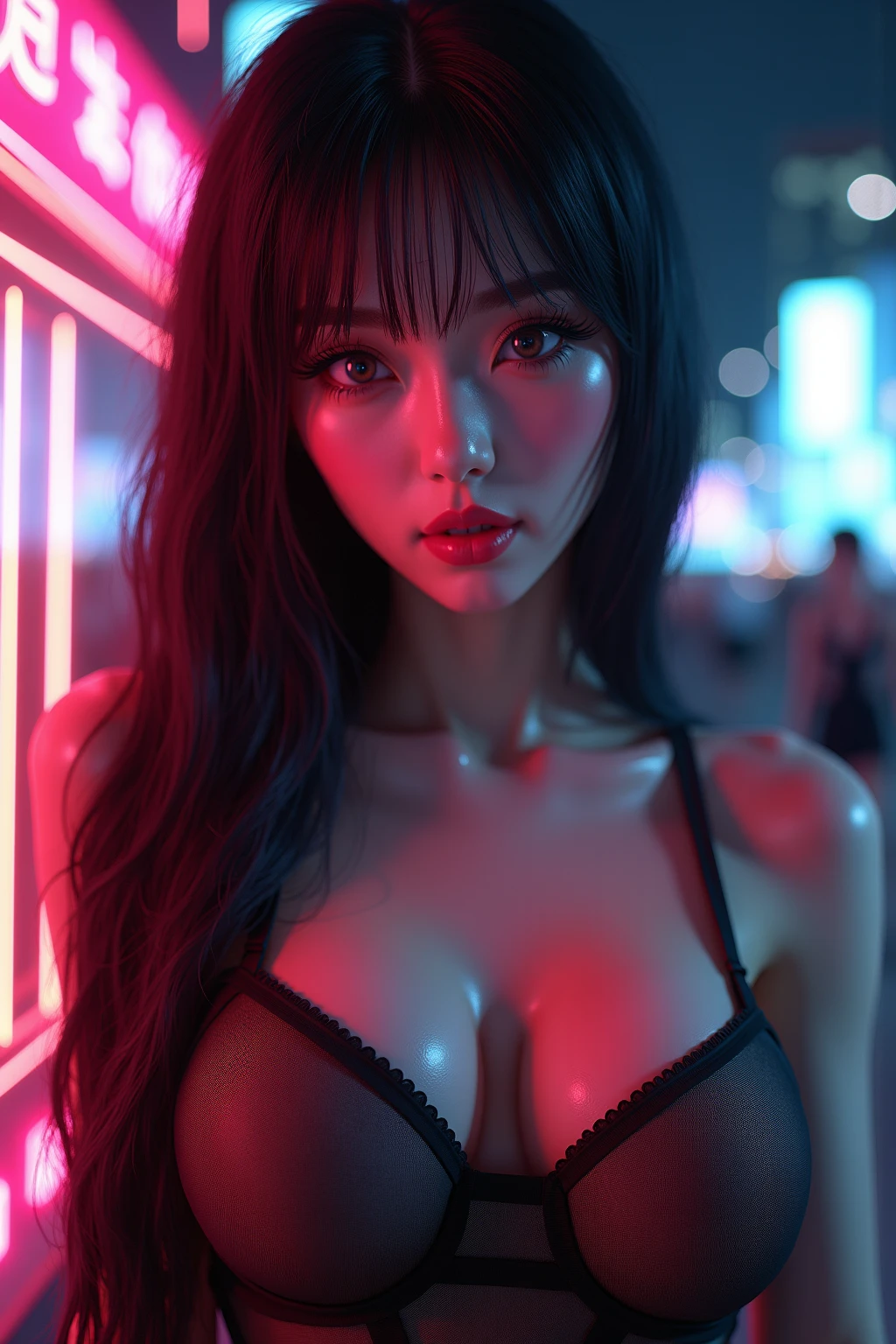Ultra realistic, 16k, high quality, 1 naked well lit girl, erotic nightmare aesthetic, dream aesthetic, light black hair, cute bangs on the forehead, black evil eyes, bright evil eyes look, perfect nose, pale-grey skin, white/grey skin, flushed cheeks, natural detailed tits, showing natural breasts, narrow waist, big hips, hot big vagina, hot legs, erotic creepy aesthetic, 18 years old, (beautiful natural body), professional photography of a naked woman detailed, sharp focus, dramatic, award-winning, cinematic lighting, dream aesthetic, volumetric dtx, (film grain, dark background, blurred foreground, Bokeh, depth of field, motion blur:1.3), multiple hot sexy poses and multiple angles.