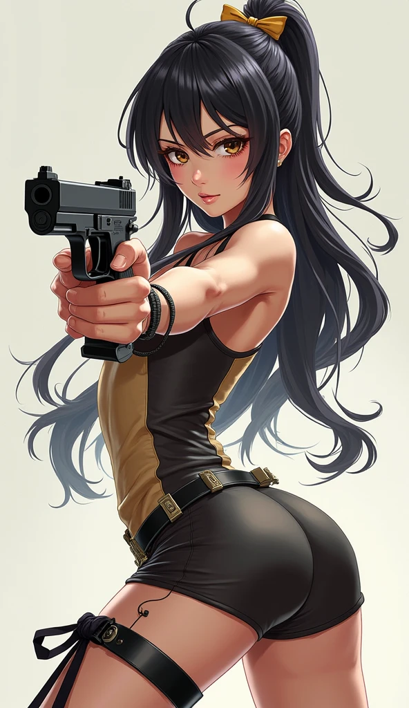 Optimal,masterpiece,High resolution,highest quality,in town、(cowboy shot)、cute face,,black hair、long hair、twin tails、 ((scarlet eyes)),long eyelashes,drooping corners of the eyes,Are standing、thin legs、white skin,((Shooting from the side:1.5)), ((Wearing a tight white t-shirt:1.5)), ((tight yoga pants)). ((pointed nipples))、rocket tits , big breasts,