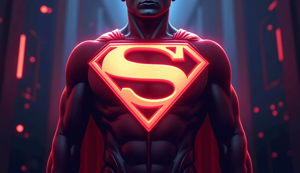 God Superman from DC, neon ring on background, cyberpunk art style, cyberpunk style, cyberpunk style, cyberpunk character, hyper-realistic cyberpunk style, cyberpunk color, powerful lighting, motion synchronization, dynamism, charged energy, hot action