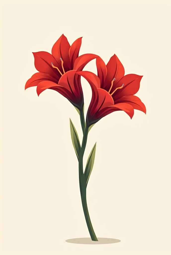 Create 2 gladioulus flower stuck together without the stem that is the color of crimson red ( simple vector art style )