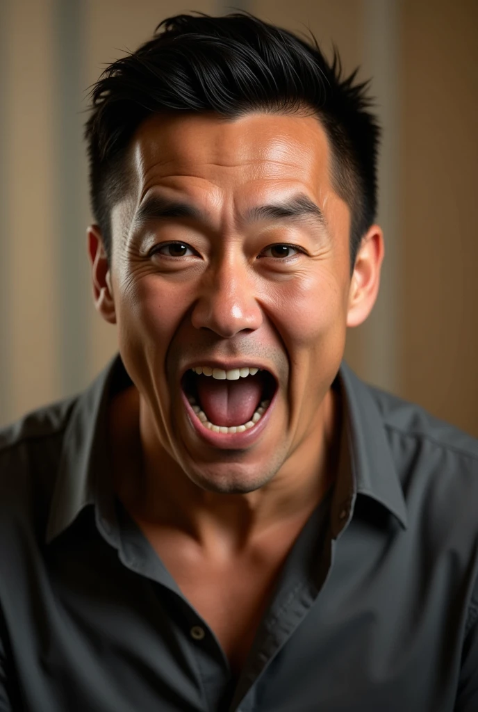 japanese man resembling Honda Keisuke shouting at the viewer.