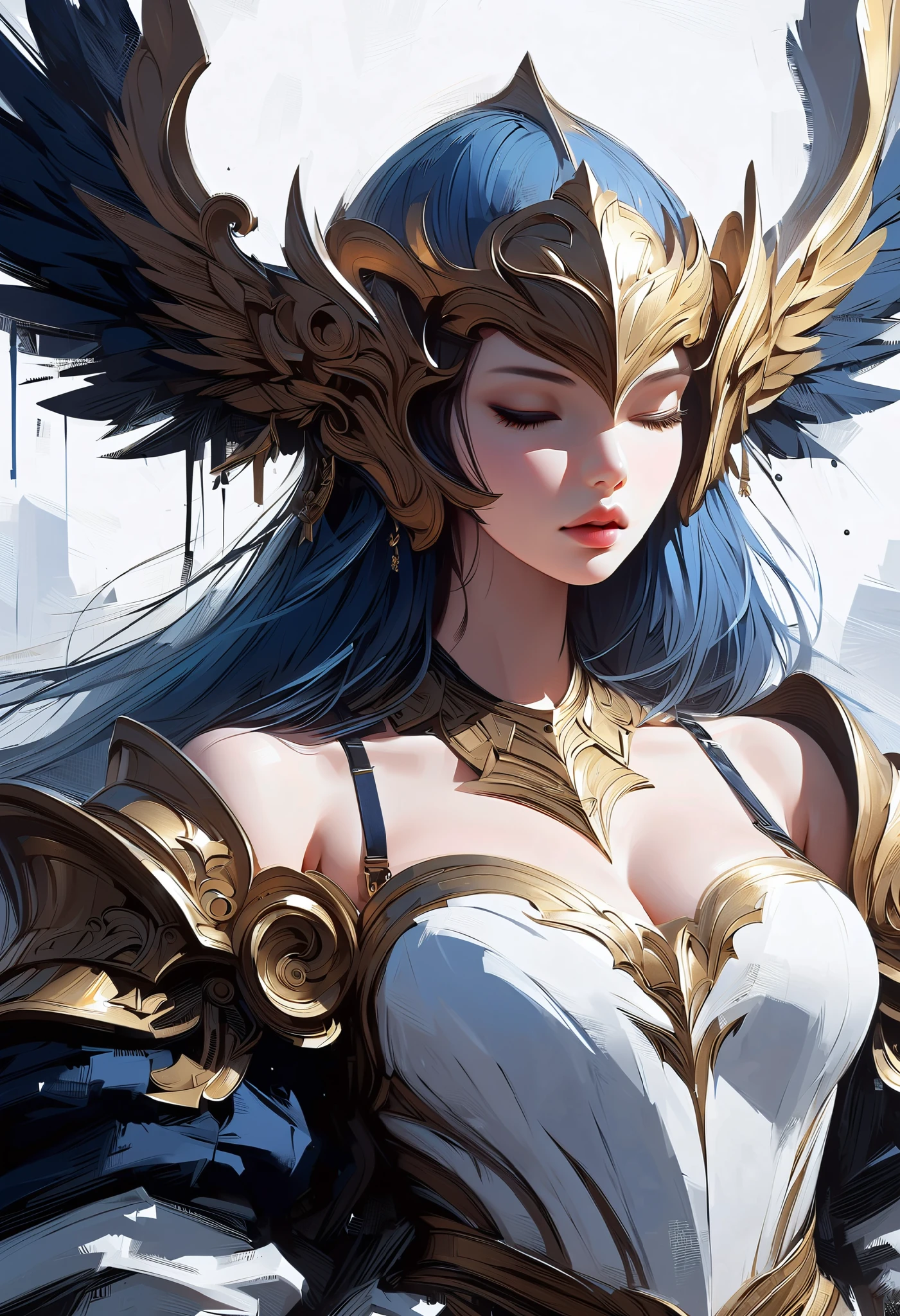 Holy celestial goddess, sexy but armored. Masterpiece, solo, 1girl, high-quality