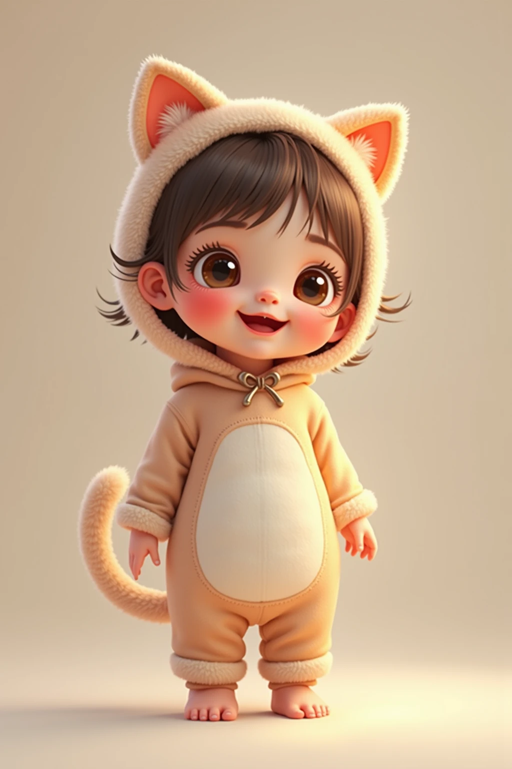 Full-length portrait of a standing child、Wearing a cat costume