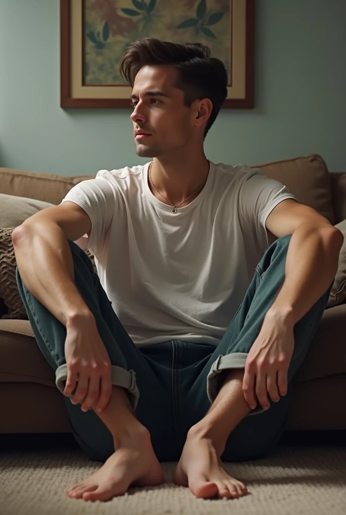Boy masturbation sit on chair