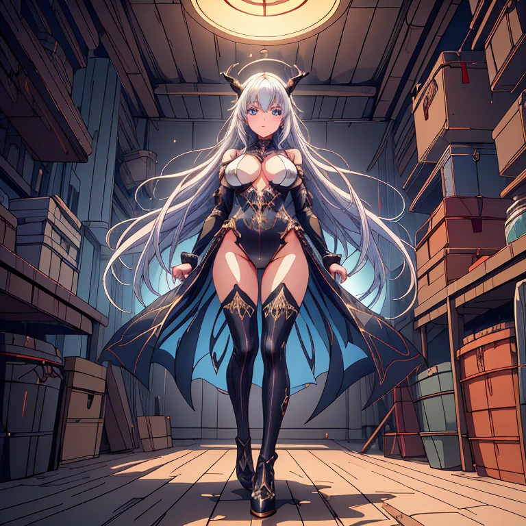 Neon-colored tech armor,Light blue translucent cape,Cross-mask flashing purple,A blade that shines like glass, --auto