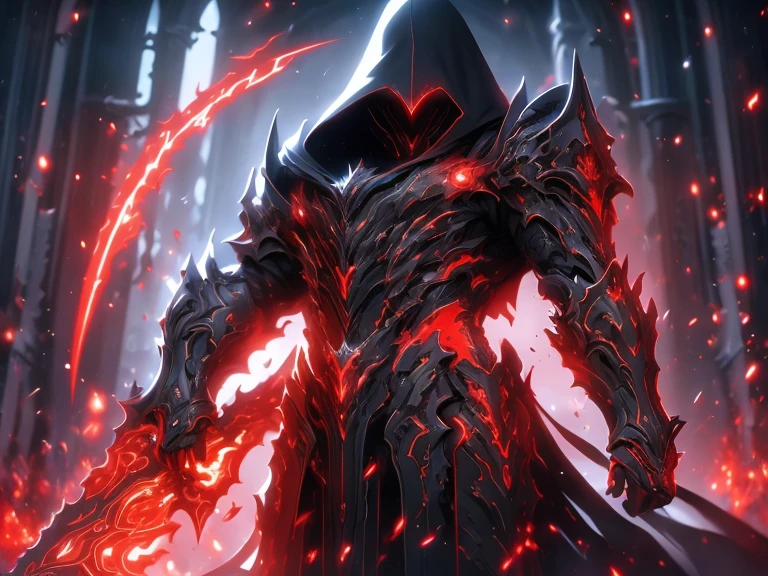  black and red armor , demonic armor ,Gloomy armor, light armor ,steam panr style , dark scrolls ,bio armor ,(Gloomy Omosphere, brutal otmosphere ).,Cyber Armor ,((( high detail ))),(( high quality armor )),(( detailed armor )),((elaborate armor )),Man 1,Gloomy Omosphere,battlefield ,мрачное battlefield,dark background ,ominous place,(( high quality)),details ,Man 1,hood on head,