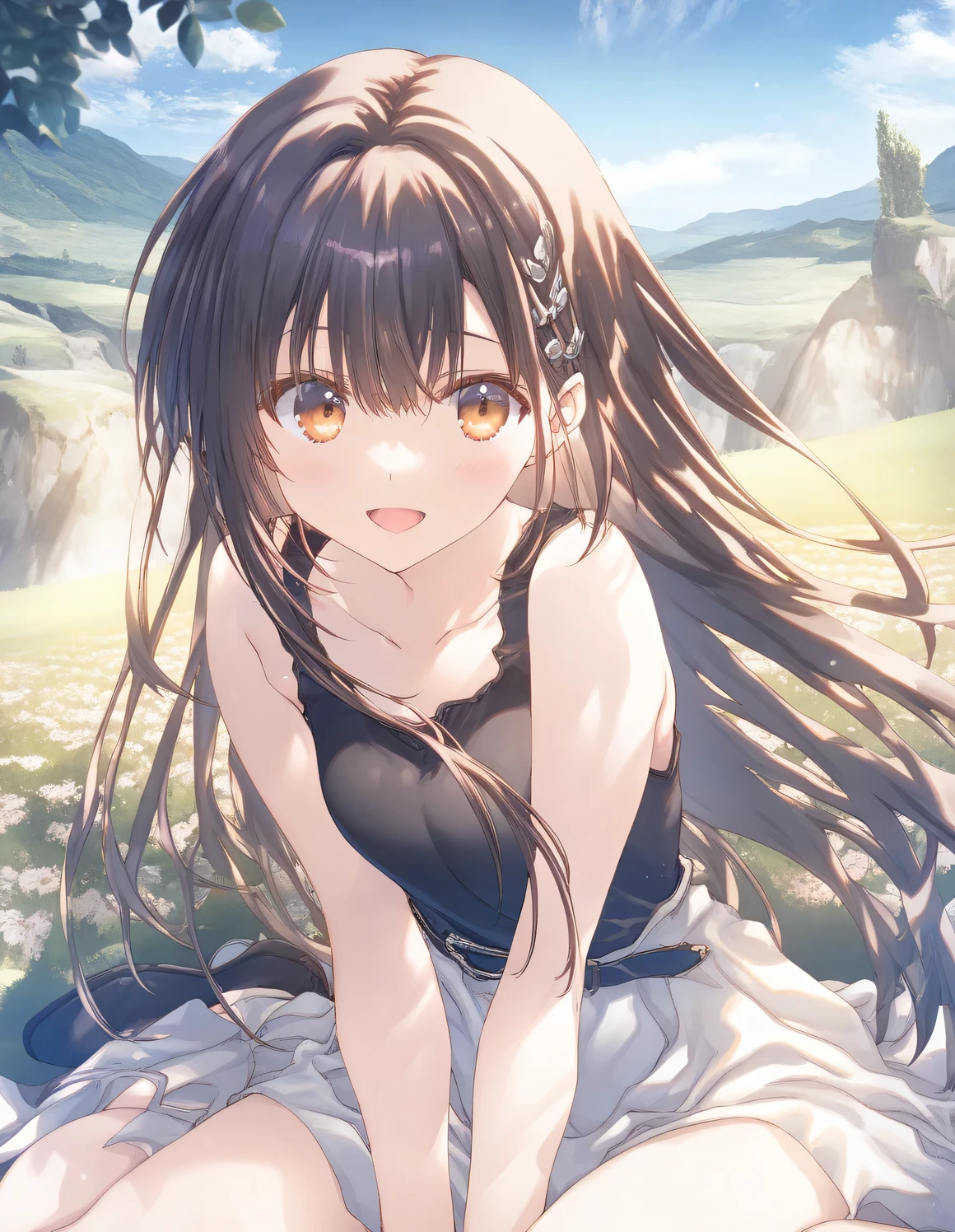 1girl, tomboy, little female, small breasts, beautiful detailed eyes,  open mouth, outdoors,wind, fantasy, game CG, break,((artist:mitsumi_misato)),(artist:fujiyama),(artist:suzumori),(masterpiece), (best quality), (ultra-detailed), very aesthetic, beauty illustration,super detailed skin, very aesthetic lighting,newest ,hi res,absurd_res,2023,shaded,digital media (artwork), realistic lighting, 4k, 8k, 